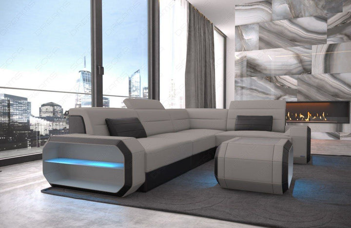 Stoff  Ecksofa Verona L Form in hellgrau - Mineva12 Mikrofaser Stoff