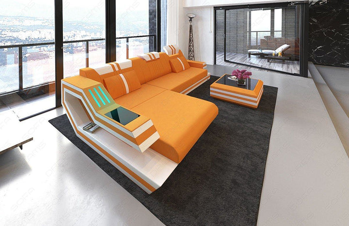 Modernes Polstersofa Ravenna L Form in apricot - Mineva16 Mikrofaser Stoff