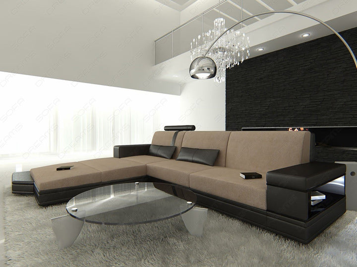 Sofa Messana L Form im Materialmix Mineva 6