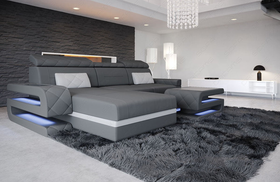 Polster Ecksofa Bologna L Form in grau - Mineva15