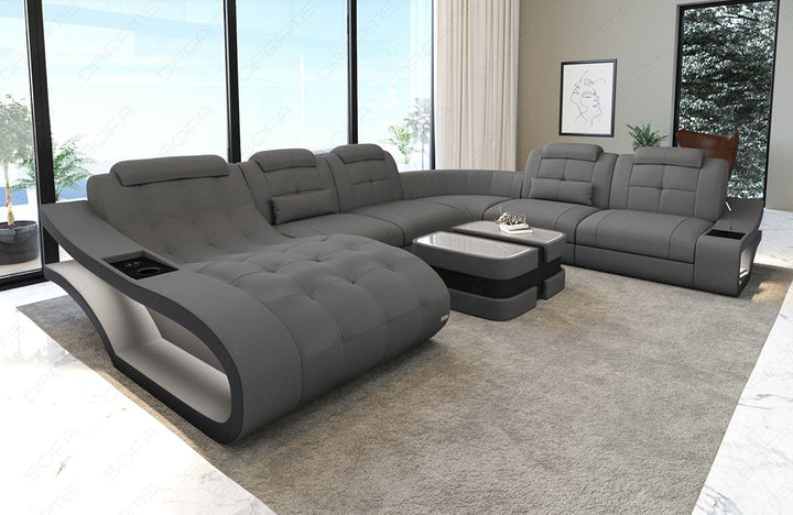 Mikrofaser Polster Wohnlandschaft Elegante XXL in hellgrau - Mineva12