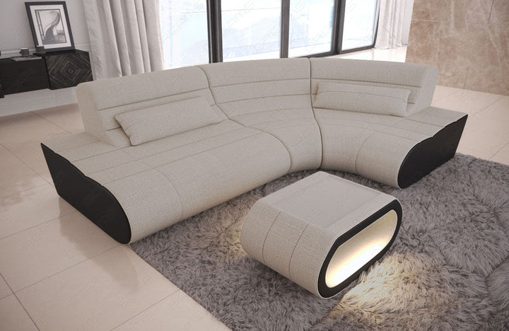 Polster Ecksofa Concept L Form Mini in elfenbein - Hugo1 Strukturstoff