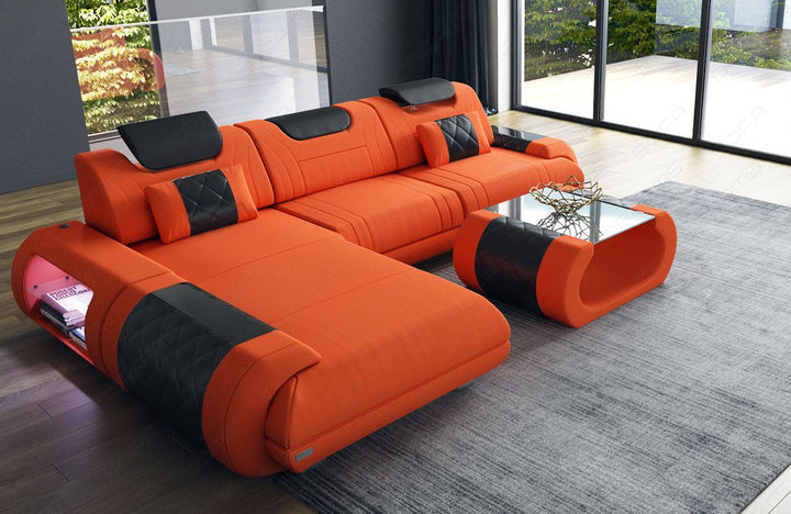 Ecksofa Rimini L Form Stoff in orange - Mineva11