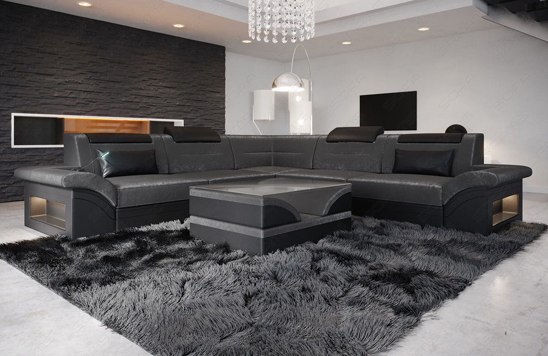 Samstoff Ecksofa Brianza L Form in dunkelgrau - SunVelvet1030