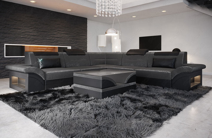 Samstoff Ecksofa Brianza L Form in dunkelgrau - SunVelvet1030