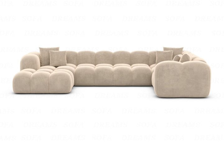 Luxus Polster Wohnlandschaft Formentera U Form Samstoff in Creme