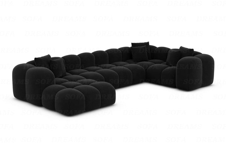 Luxus Polster Wohnlandschaft Formentera U Form Samstoff in Schwarz