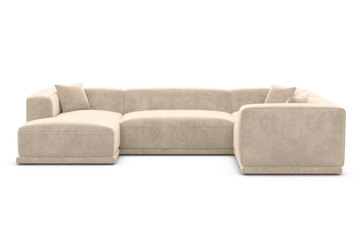 Design Stoff Wohnlandschaft Merida U Form mit Samtstoff Bezug - Creme