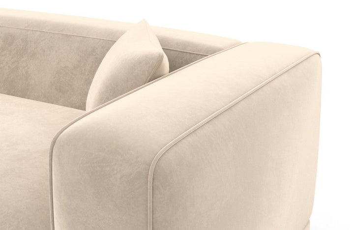 Design Stoff Wohnlandschaft Merida U Form mit Samtstoff Bezug - Creme - Detailansicht