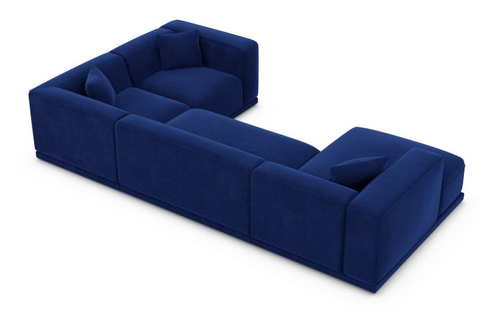 Design Stoff Wohnlandschaft Merida U Form mit Samtstoff Bezug - Blau
