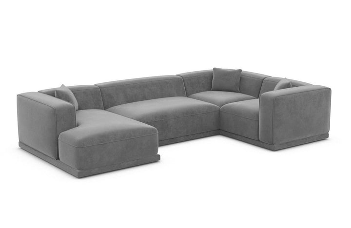 Design Stoff Wohnlandschaft Merida U Form mit Samtstoff Bezug - Dunkelgrau