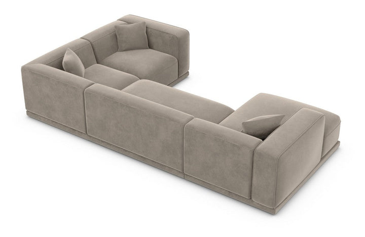 Design Stoff Wohnlandschaft Merida U Form mit Samtstoff Bezug - Grau