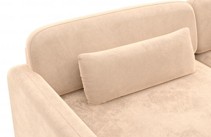 Designer Stoff Wohnlandschaft Valencia U Form mit Samtstoffbezug - Beige - Detailansicht