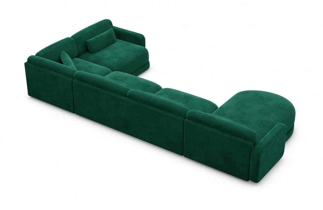 Designer Stoff Wohnlandschaft Valencia U Form mit Samtstoffbezug - Gr?¬n