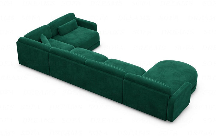 Designer Stoff Wohnlandschaft Valencia U Form mit Samtstoffbezug - Gr?¬n