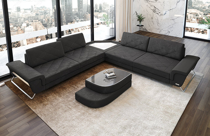 Polster Eckcouch Sepino L Form in warmgrey - Altara7b Wildleder-Optik