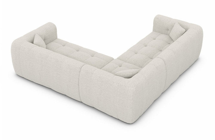 Modernes Polster Ecksofa Sevilla L Form mit Boucl??stoff Bezug - Weiss