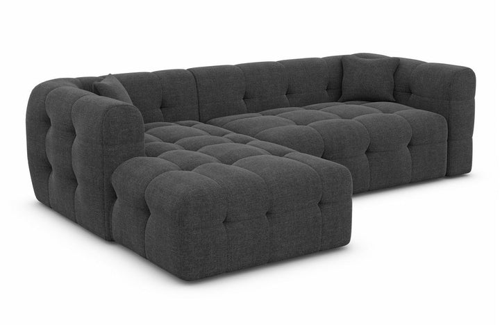 Designer Stoffsofa Sevilla L Form kurz mit Strukturstoff Bezug - Anthrazit
