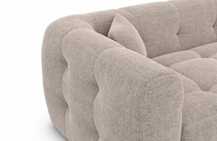 Designer Stoffsofa Sevilla L Form kurz mit Strukturstoff Bezug - Beige - Detailansicht