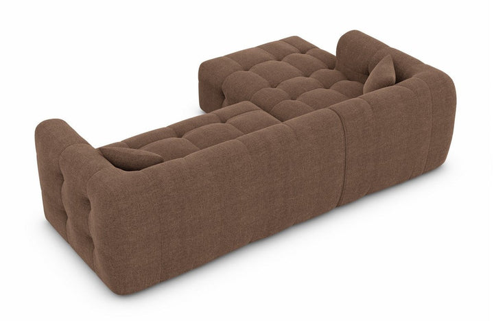 Designer Stoffsofa Sevilla L Form kurz mit Strukturstoff Bezug - Braun