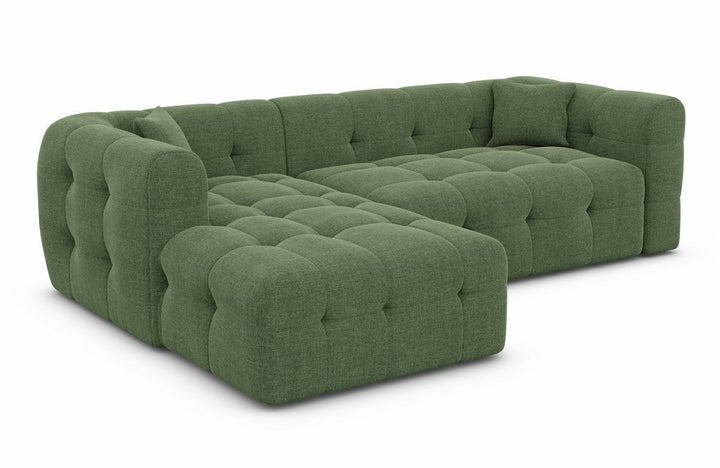 Designer Stoffsofa Sevilla L Form kurz mit Strukturstoff Bezug - Gr?¬n