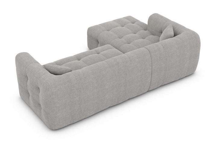 Designer Stoffsofa Sevilla L Form kurz mit Strukturstoff Bezug - Hellgrau