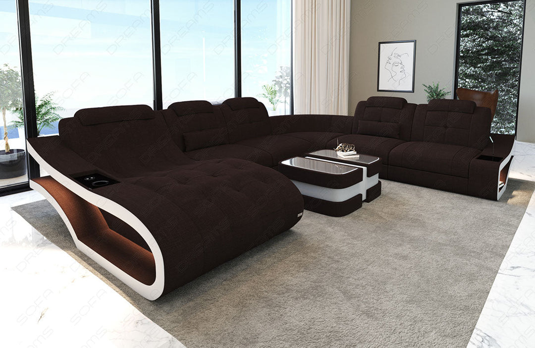 Polster Wohnlandschaft Elegante XXL Strukturstoff in graubraun - Hugo16
