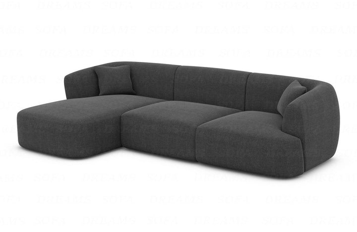 Luxus Stoff Ecksofa Tabarca L Form kurz mit Strukturstoff Bezug in Anthrazit