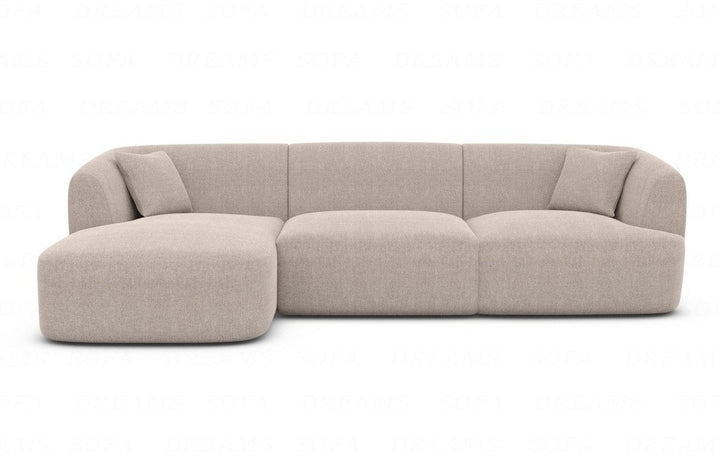 Luxus Stoff Ecksofa Tabarca L Form kurz mit Strukturstoff Bezug in Beige