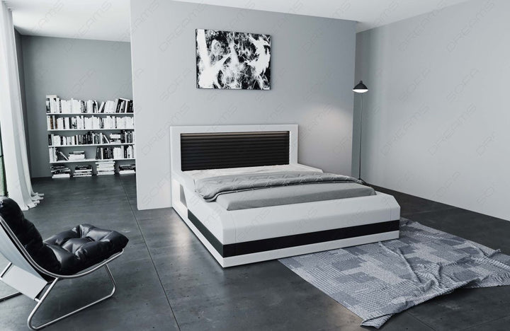 Boxspringbett Treviso mit LED in weiÃŸ-schwarz