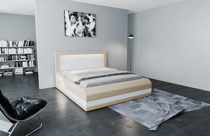 Boxspringbett Treviso mit LED in beige-weiÃŸ