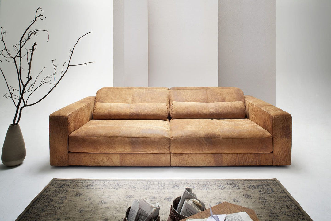 Viersitzer Sofa Mia in Echtleder hellbraun
