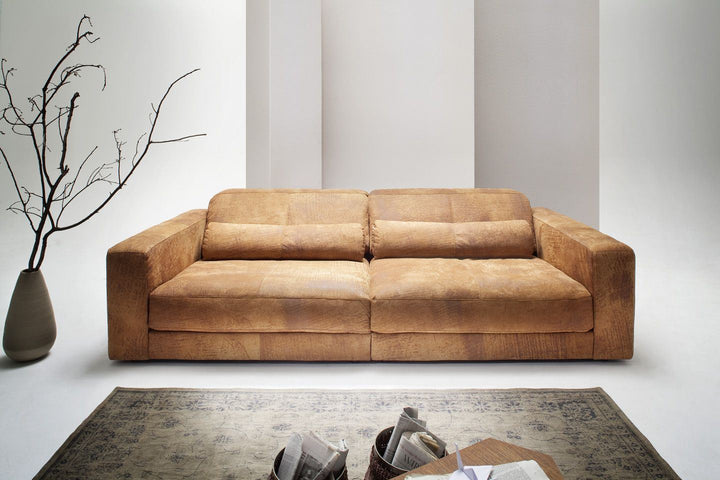 Viersitzer Sofa Mia in Echtleder hellbraun