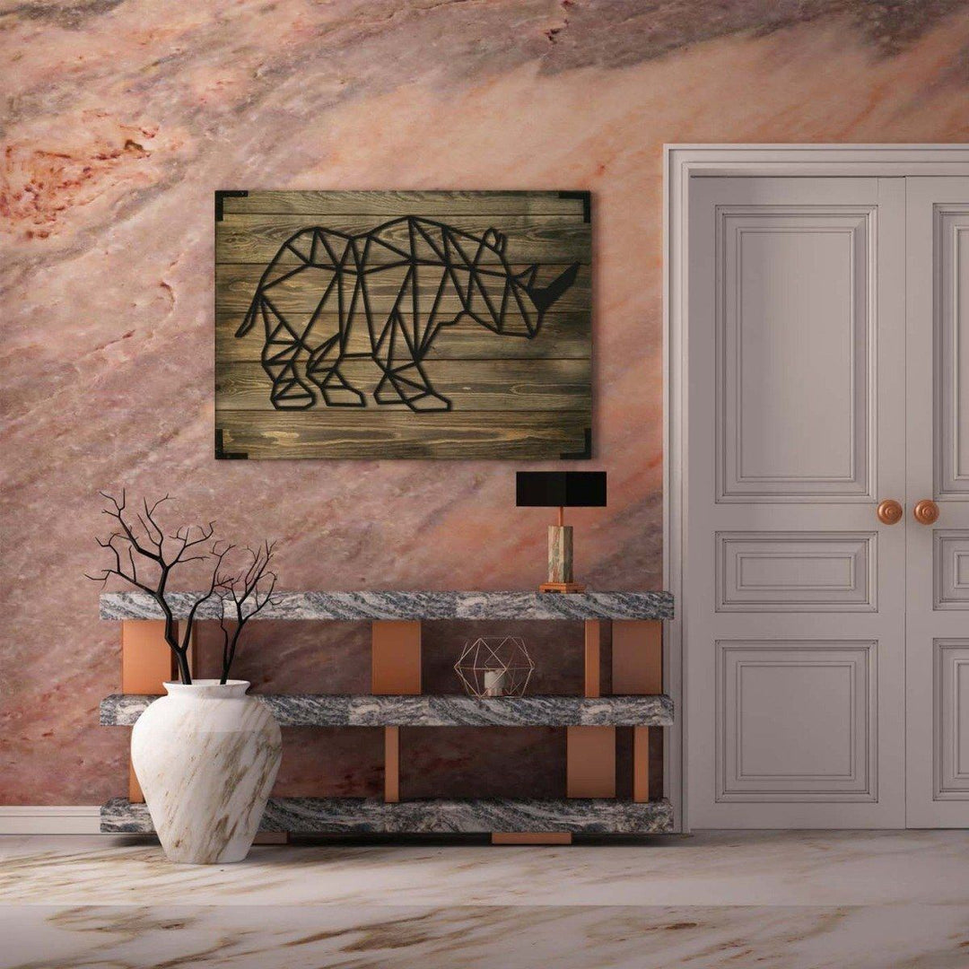 Holzbild modern Nashorn