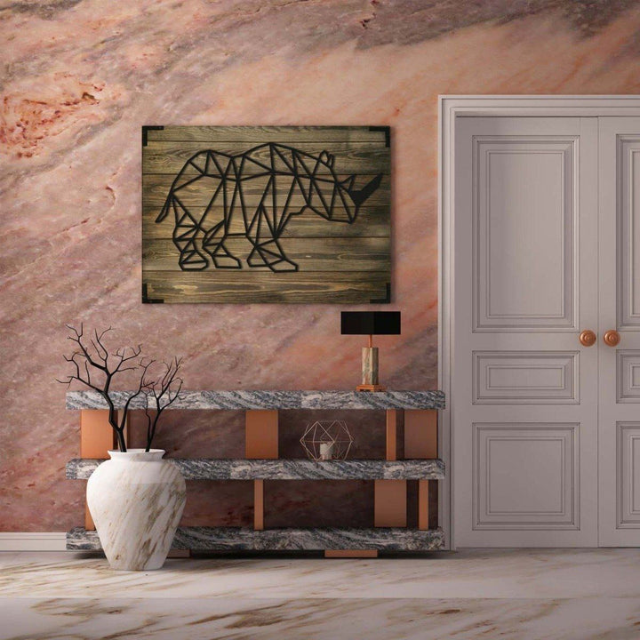 Holzbild modern Nashorn