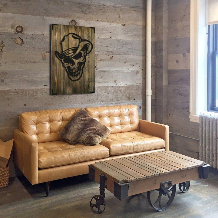 Wandbild Holz modern Skull