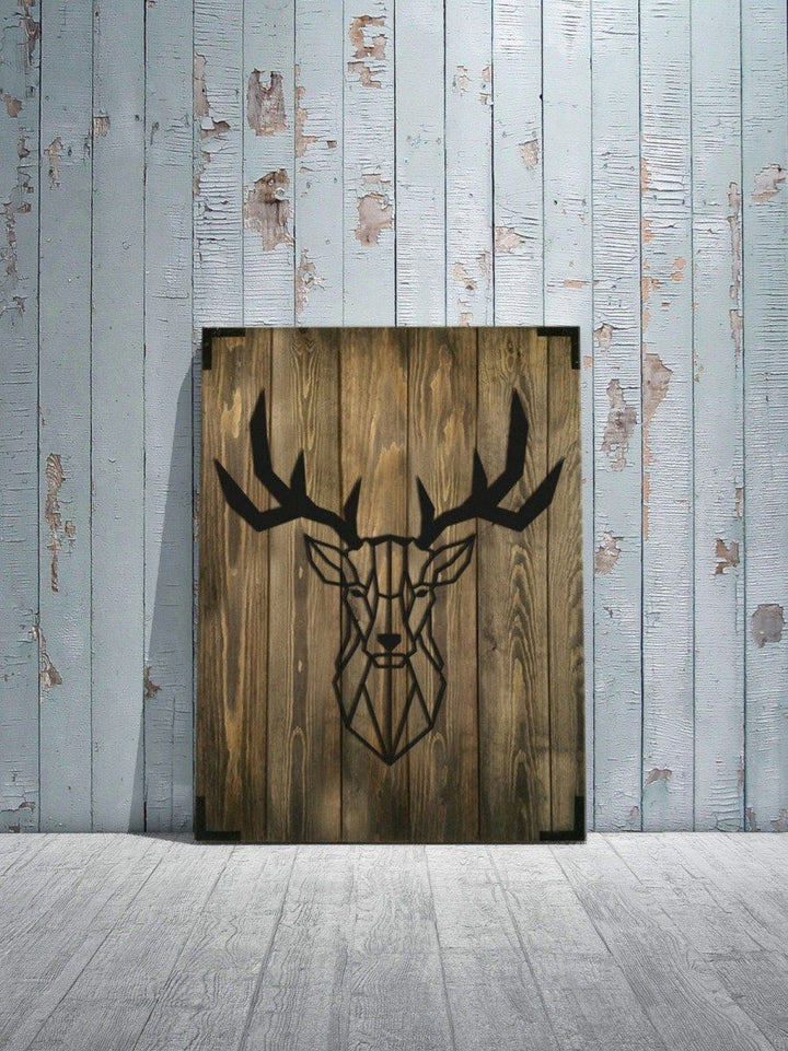 Wandbild Holz modern Hirsch 3