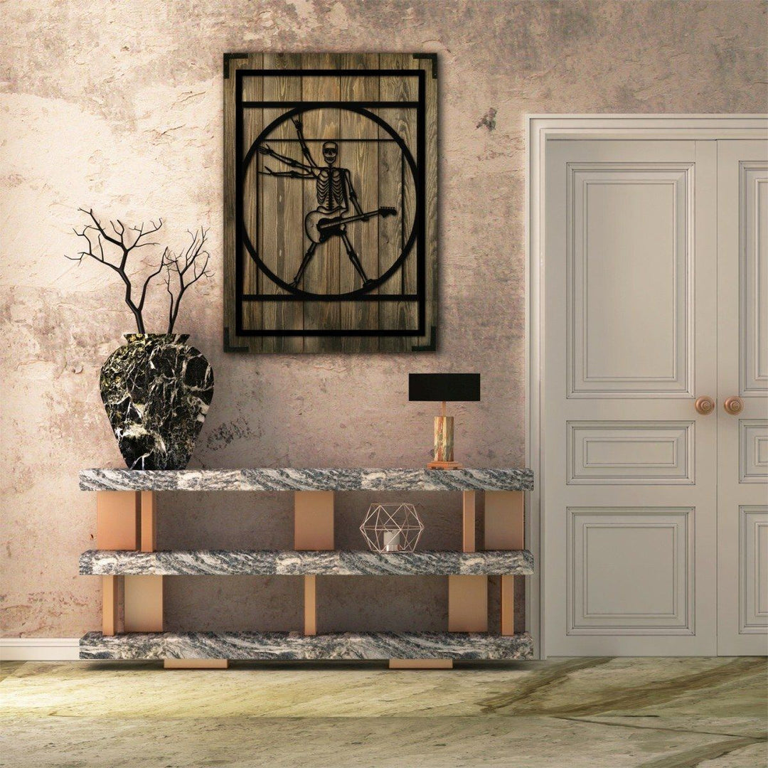 Wandbild Holz modern Skelett