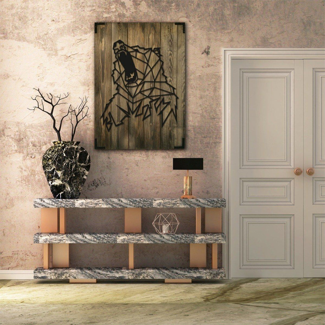Wandbild Holz modern Grizzly
