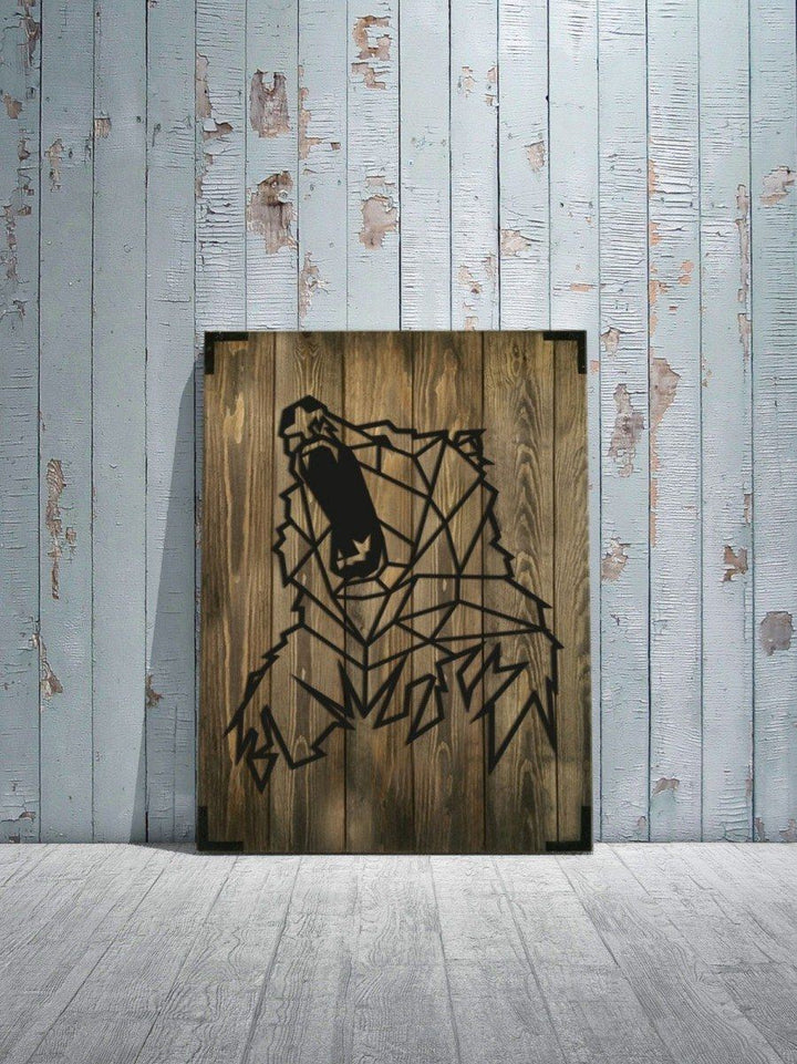 Modernes Holz Wandbild Grizzly