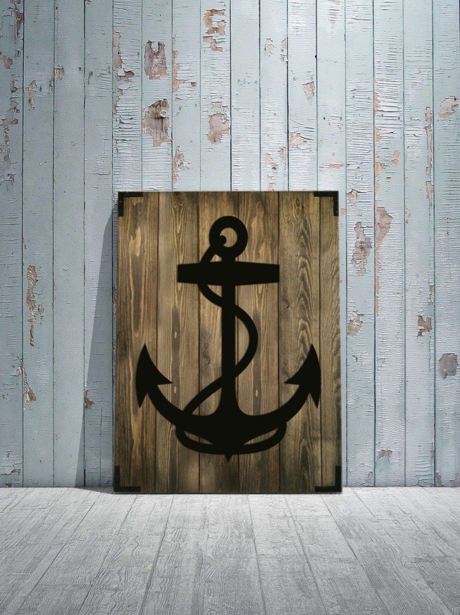 Wandbild Holz modern Anker
