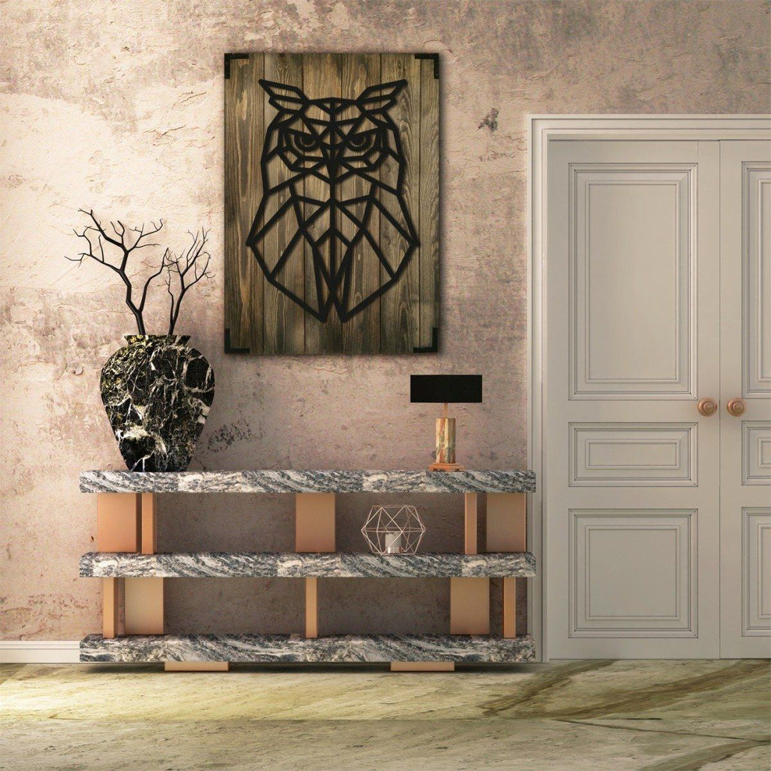 Wandbild Holz modern Eule