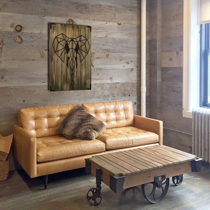 Wandbild Holz modern Elefant