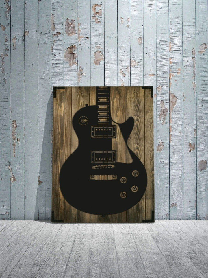 Wandbild Holz modern E Gitarre