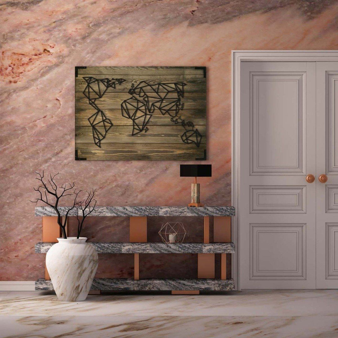 Wandbild Holz modern Welt