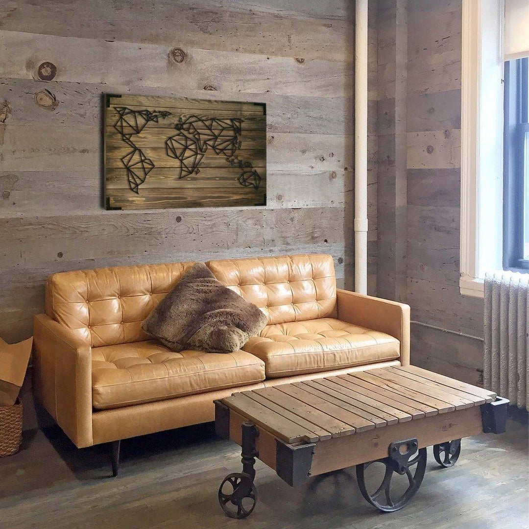 Wandbild Holz modern Welt