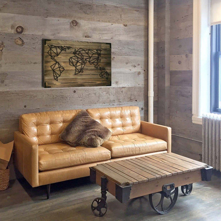 Wandbild Holz modern Welt