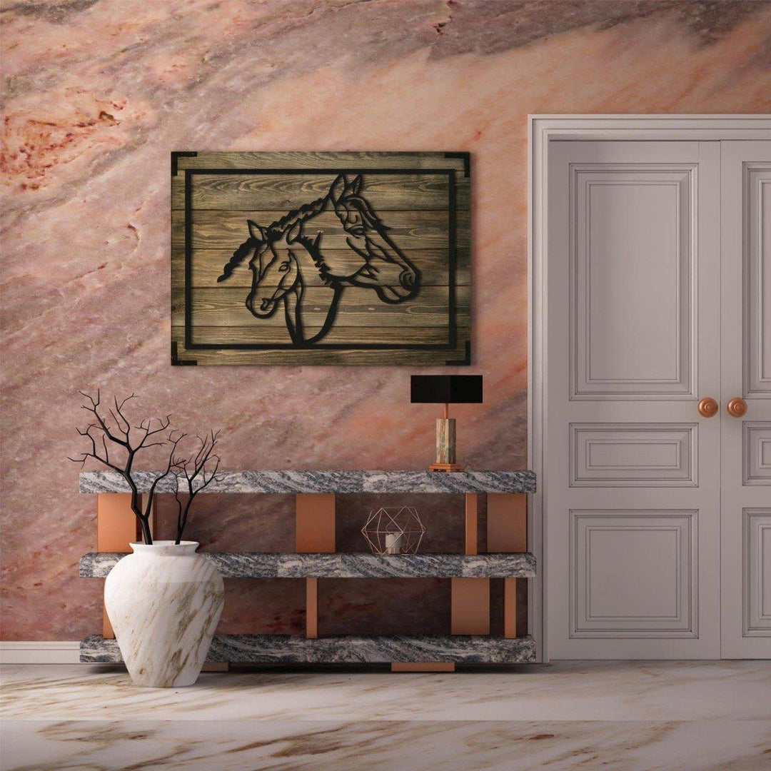 Holzbild modern Pferde
