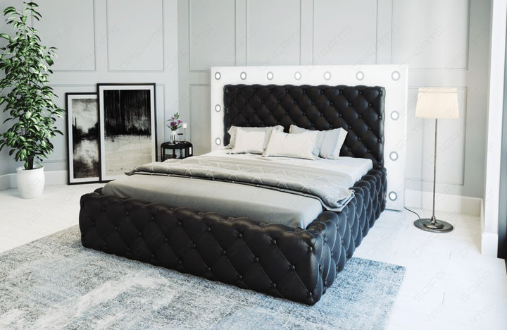 Modernes Wasserbett Alessandria als Komplett-Set in schwarz-weÃŸ