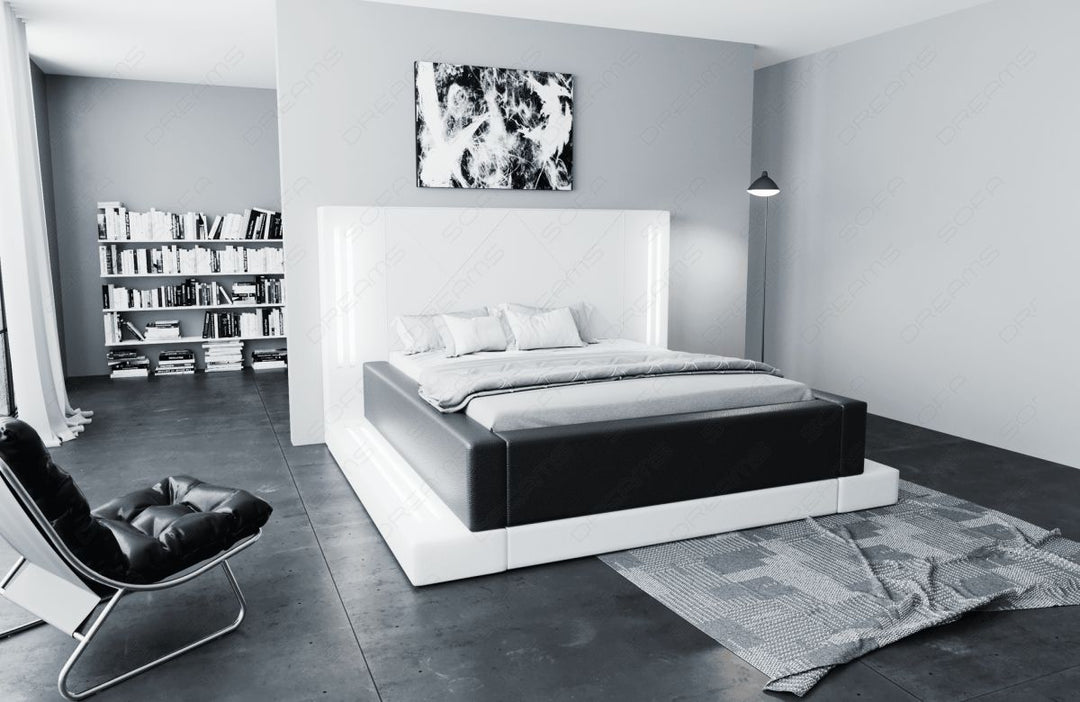 Kunstleder Wasserbett Casoria - Komplett-Set in weiÃŸ-schwarz